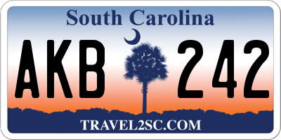 SC license plate AKB242
