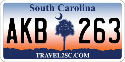 SC license plate AKB263
