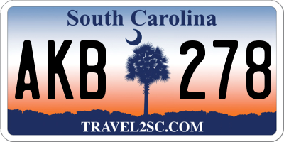 SC license plate AKB278