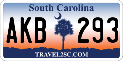 SC license plate AKB293
