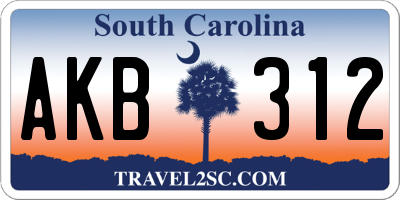 SC license plate AKB312