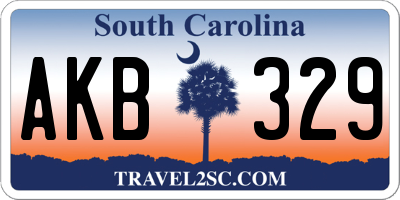 SC license plate AKB329