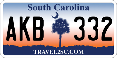 SC license plate AKB332
