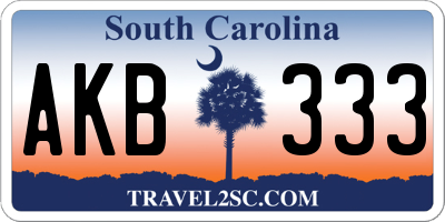 SC license plate AKB333