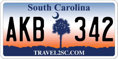 SC license plate AKB342