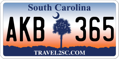 SC license plate AKB365