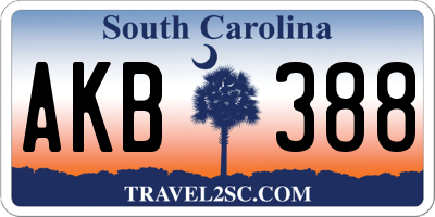 SC license plate AKB388