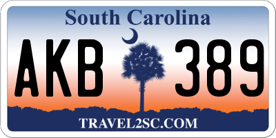 SC license plate AKB389
