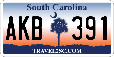 SC license plate AKB391