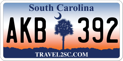 SC license plate AKB392