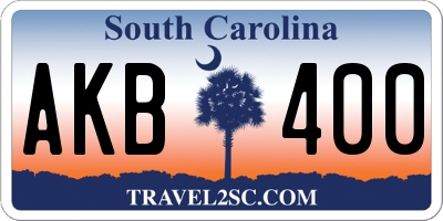 SC license plate AKB400