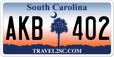 SC license plate AKB402