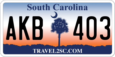 SC license plate AKB403