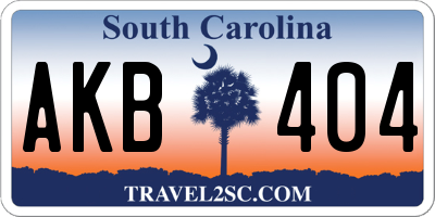 SC license plate AKB404
