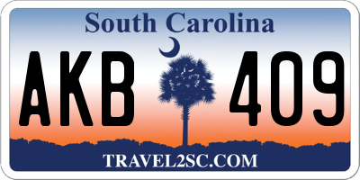 SC license plate AKB409