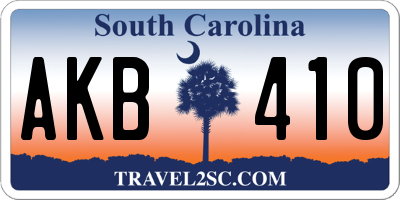 SC license plate AKB410