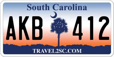 SC license plate AKB412