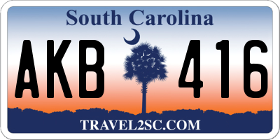 SC license plate AKB416