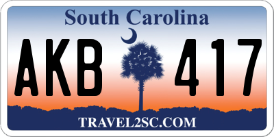 SC license plate AKB417