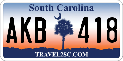 SC license plate AKB418