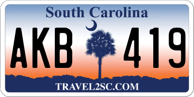 SC license plate AKB419