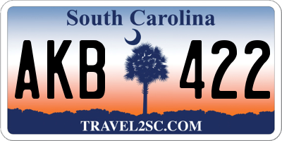 SC license plate AKB422