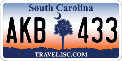 SC license plate AKB433
