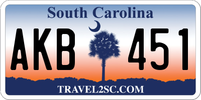 SC license plate AKB451