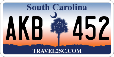 SC license plate AKB452
