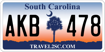 SC license plate AKB478