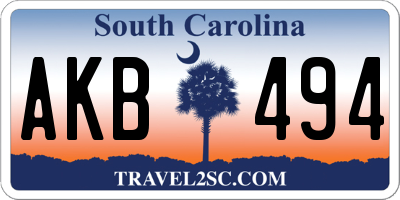 SC license plate AKB494
