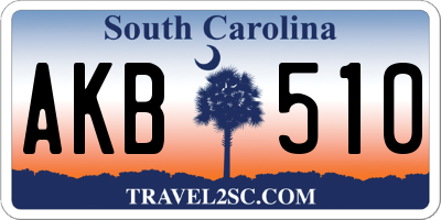 SC license plate AKB510