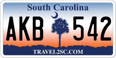 SC license plate AKB542