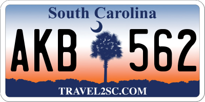 SC license plate AKB562