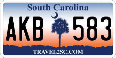 SC license plate AKB583