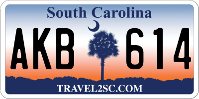 SC license plate AKB614