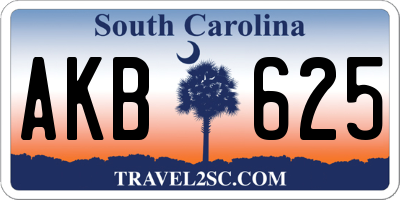 SC license plate AKB625