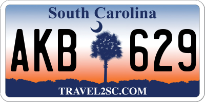 SC license plate AKB629