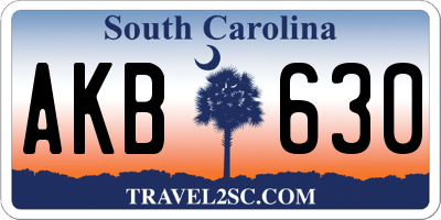SC license plate AKB630