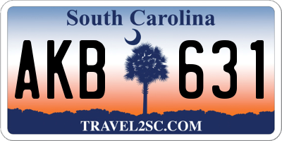 SC license plate AKB631