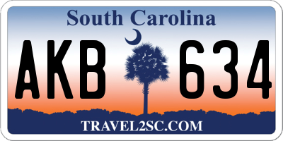 SC license plate AKB634