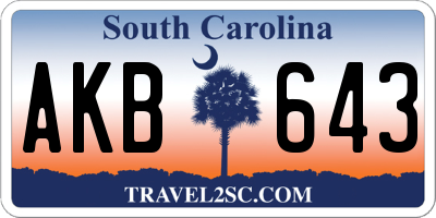SC license plate AKB643