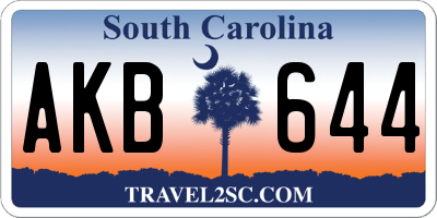 SC license plate AKB644