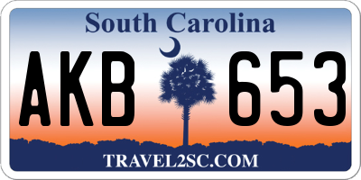 SC license plate AKB653