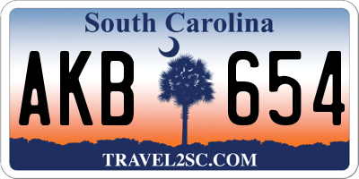 SC license plate AKB654