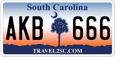 SC license plate AKB666