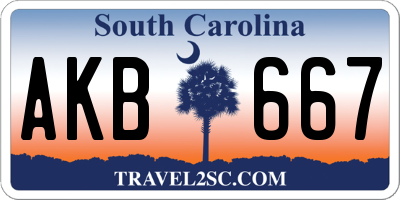SC license plate AKB667
