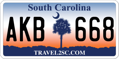SC license plate AKB668