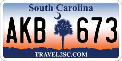 SC license plate AKB673