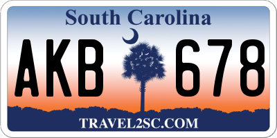 SC license plate AKB678